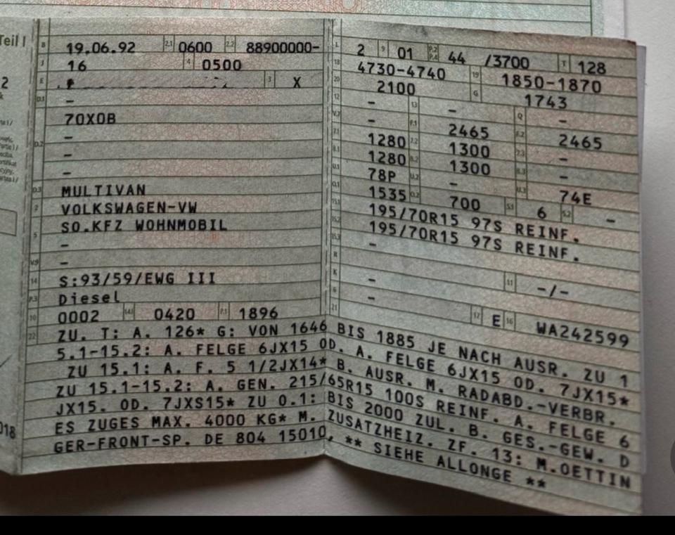 VW T4 1X 1.9D 44kw  пробіг: 367000 рік: Juni 1992 Diesel потужність:44 PS коробка: Manuell ціна: 850 - Фото 16