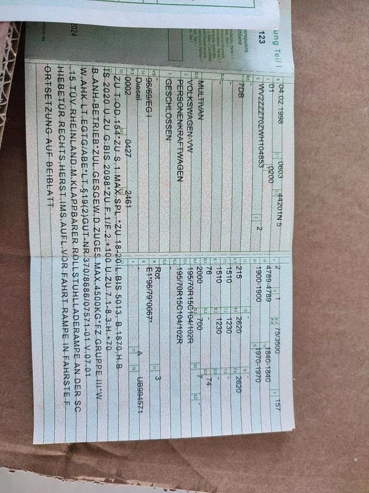 VW T4 Multivan Classic пробіг: 500000 рік: April 1998 Diesel потужність:102 PS коробка: Manuell ціна: 2000 - Фото 15